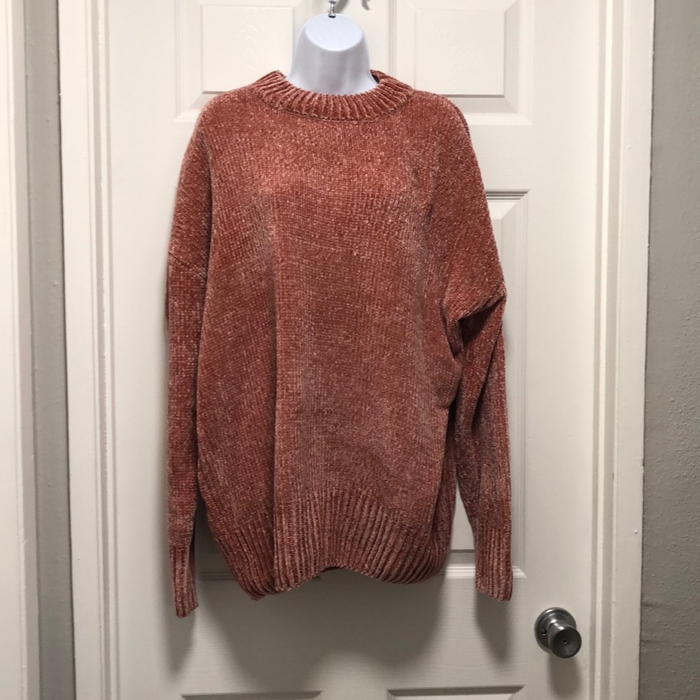 Oversized chenille rose pink sweater